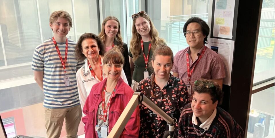 The 2024 Show Radio team from AFTRS standing in a broadcast studio
